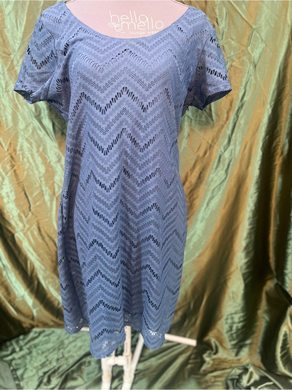 Tiana B. Periwinkle Chevron Eyelet Knit dress